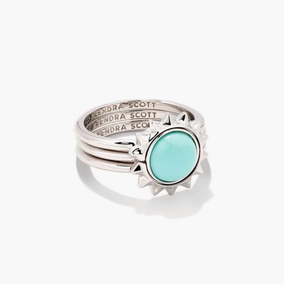 Kendra Scott Jewelry - Sienna Silver Sun Ring Set in Light Blue Magnesite 6